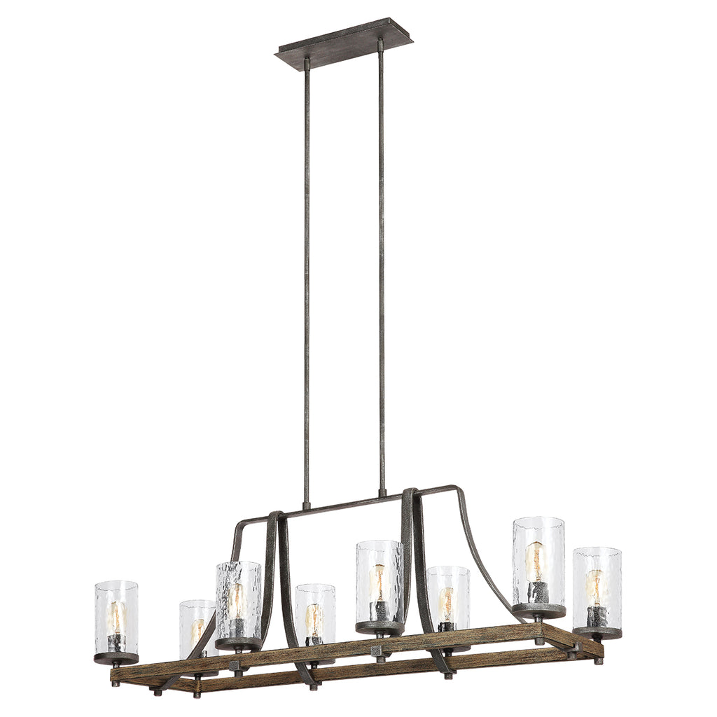 Quintiesse Angelo 8 Light Chandelier Distressed Weathered Oak Slate Grey