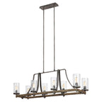 Quintiesse Angelo 8 Light Chandelier Distressed Weathered Oak Slate Grey
