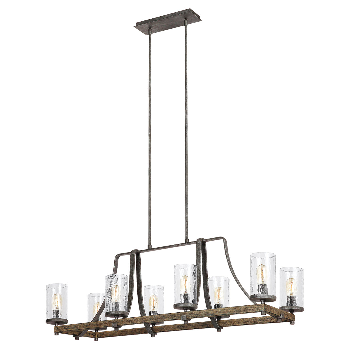 Quintiesse Angelo 8 Light Chandelier Distressed Weathered Oak Slate Grey