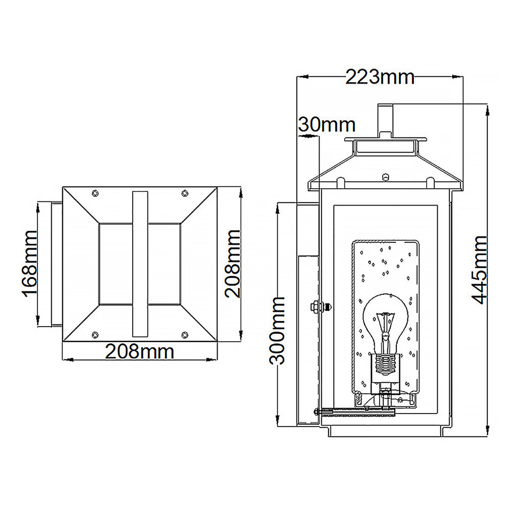 Quintiesse Atwater Outdoor Medium Wall Lantern in Black