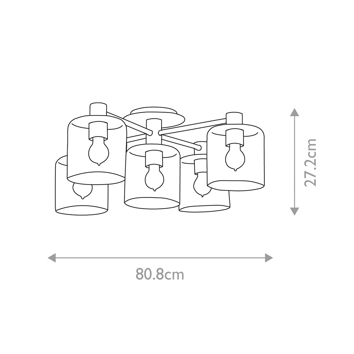 Quintiesse Axel 5 Light Semi-Flush in Heritage Brass