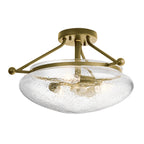 Quintiesse Belle 3 Light Semi Flush Ceiling Light Brushed Natural Brass