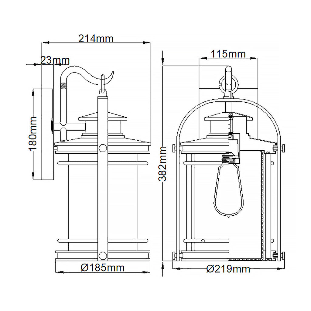 Quintiesse Booker Outdoor Medium Wall Lantern in Industrial Aluminium