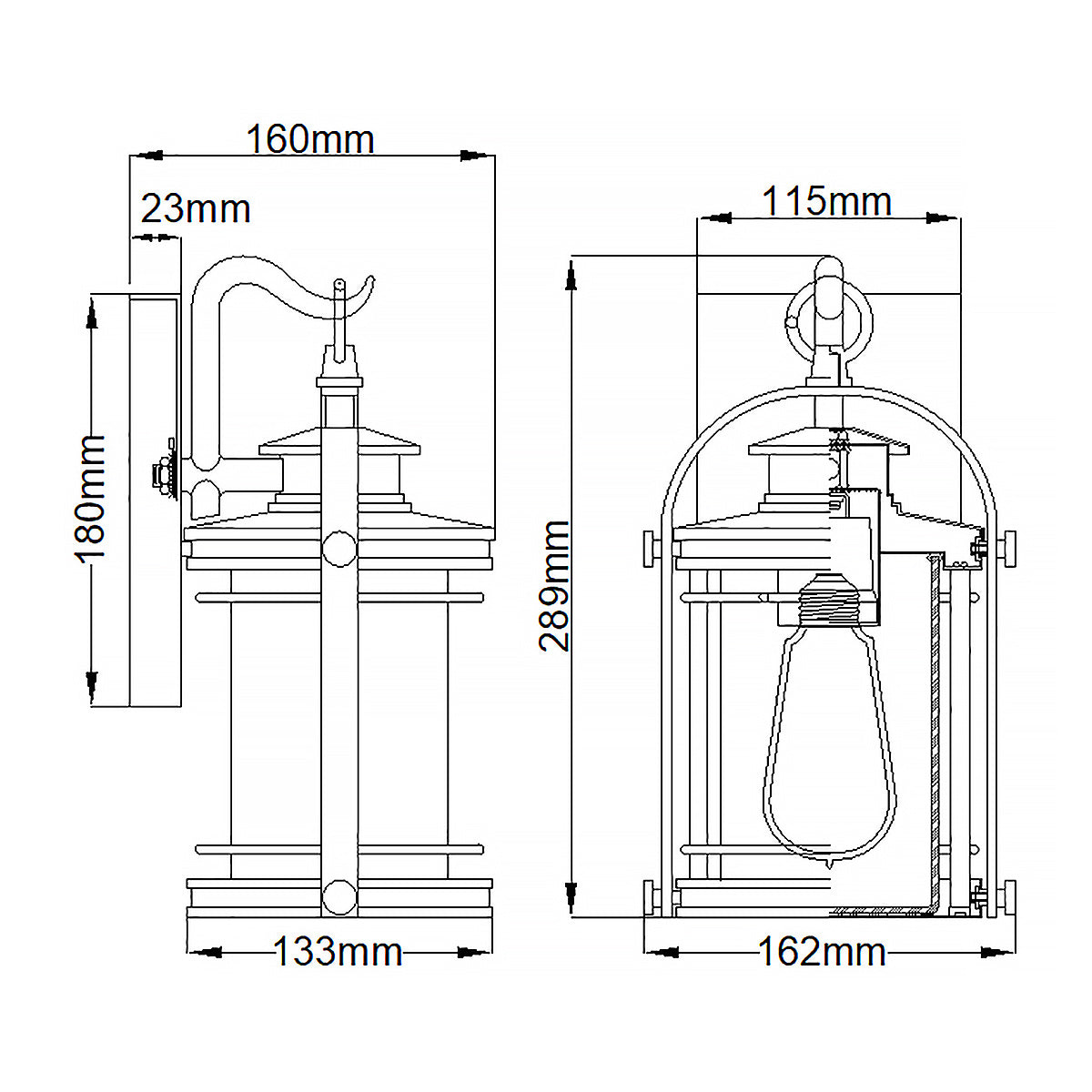 Quintiesse Booker Outdoor Small Wall Lantern in Industrial Aluminium