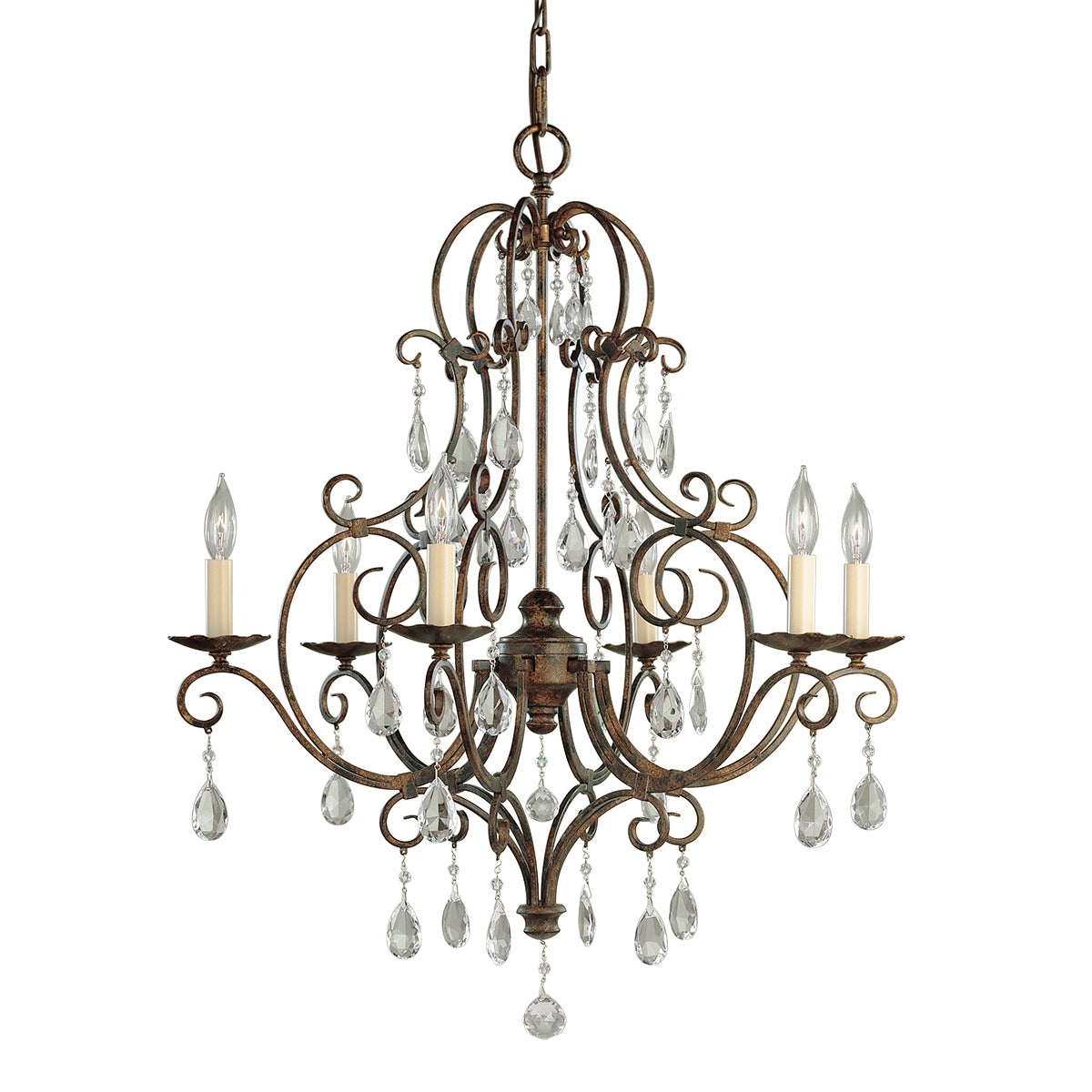 Feiss Chateau 6 Light Chandelier in Mocha Bronze