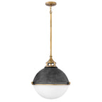 Quintiesse Fletcher Large 3 Light Pendant Light Heritage Brass Aged Zinc