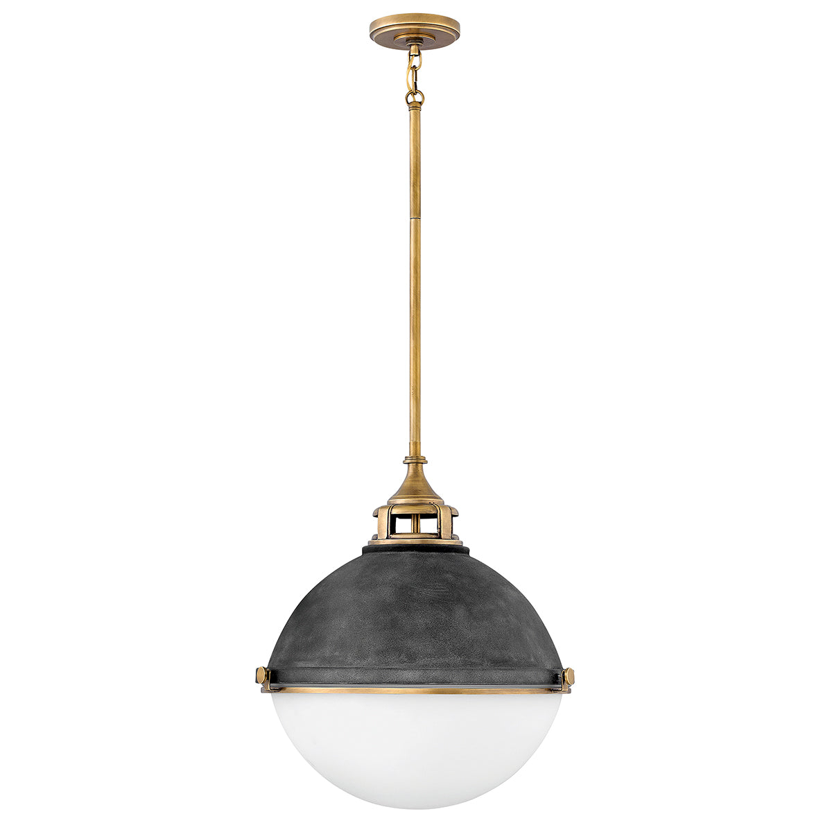 Quintiesse Fletcher Large 3 Light Pendant Light Heritage Brass Aged Zinc