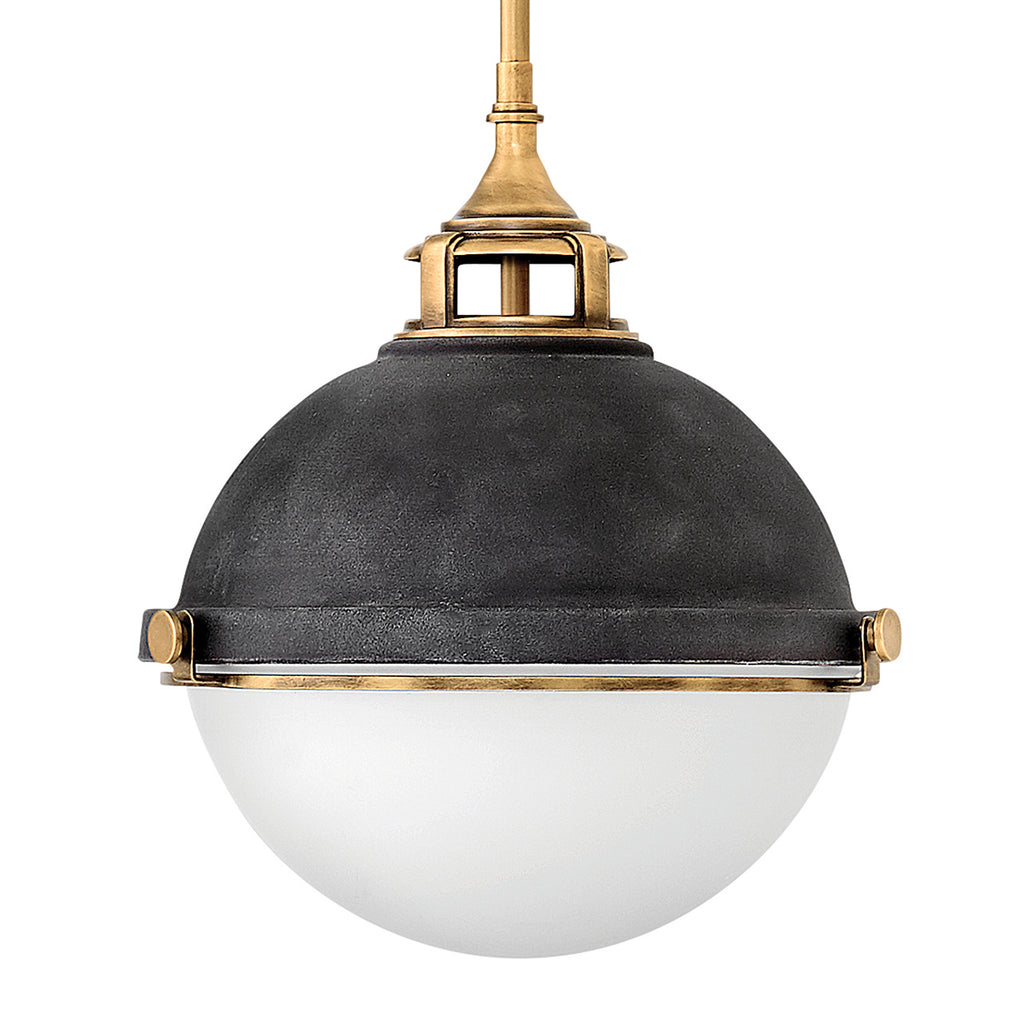 Quintiesse Fletcher Medium 2 Light Pendant Light Heritage Brass Aged Zinc