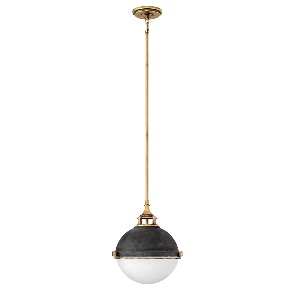Quintiesse Fletcher Medium 2 Light Pendant Light Heritage Brass Aged Zinc