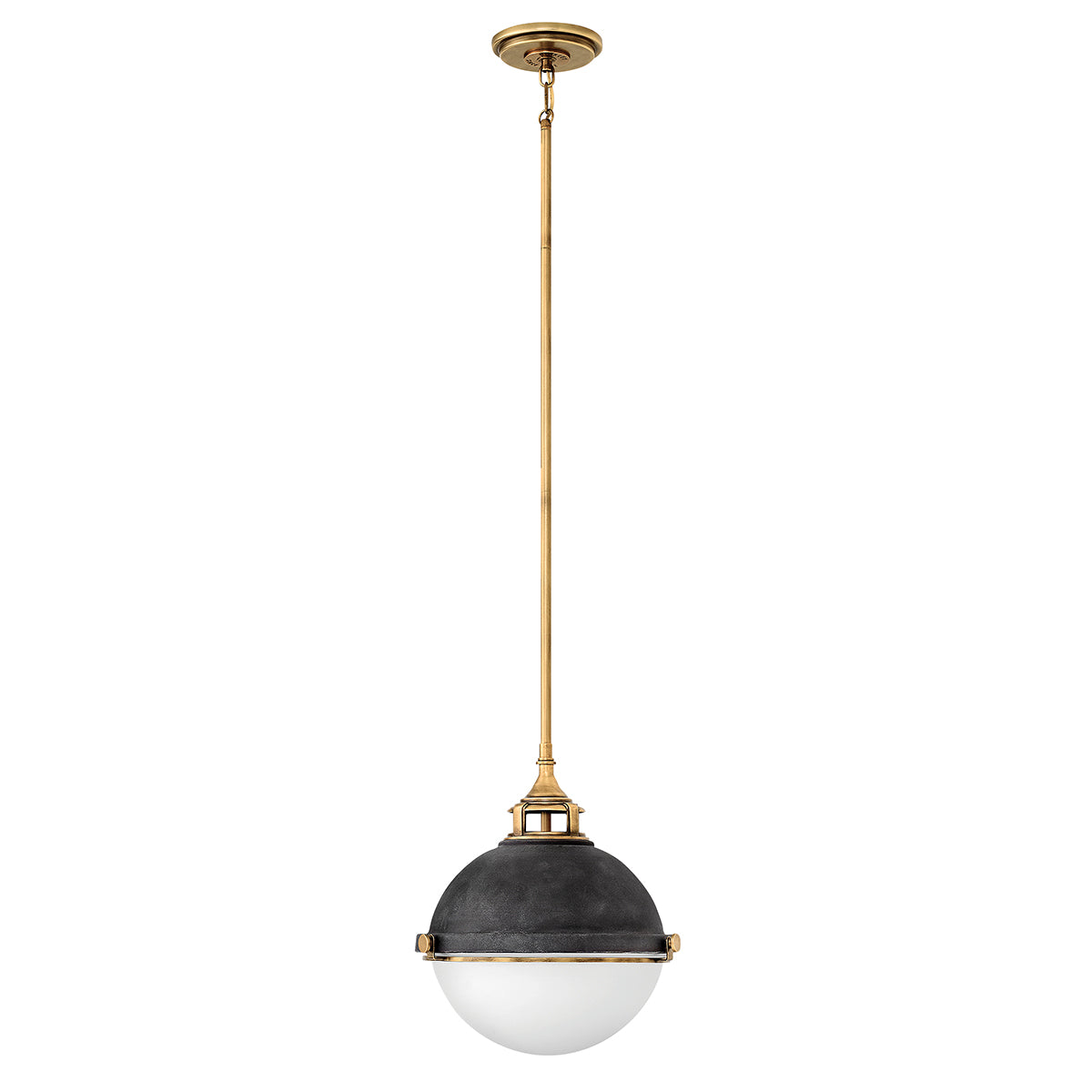 Quintiesse Fletcher Medium 2 Light Pendant Light Heritage Brass Aged Zinc
