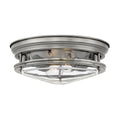 Quintiesse Hadrian 2 Light Flush Ceiling Light Clear Glass Antique Nickel