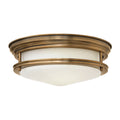 Quintiesse Hadrian 2 Light Flush Ceiling Light Brushed Bronze Opal Glass