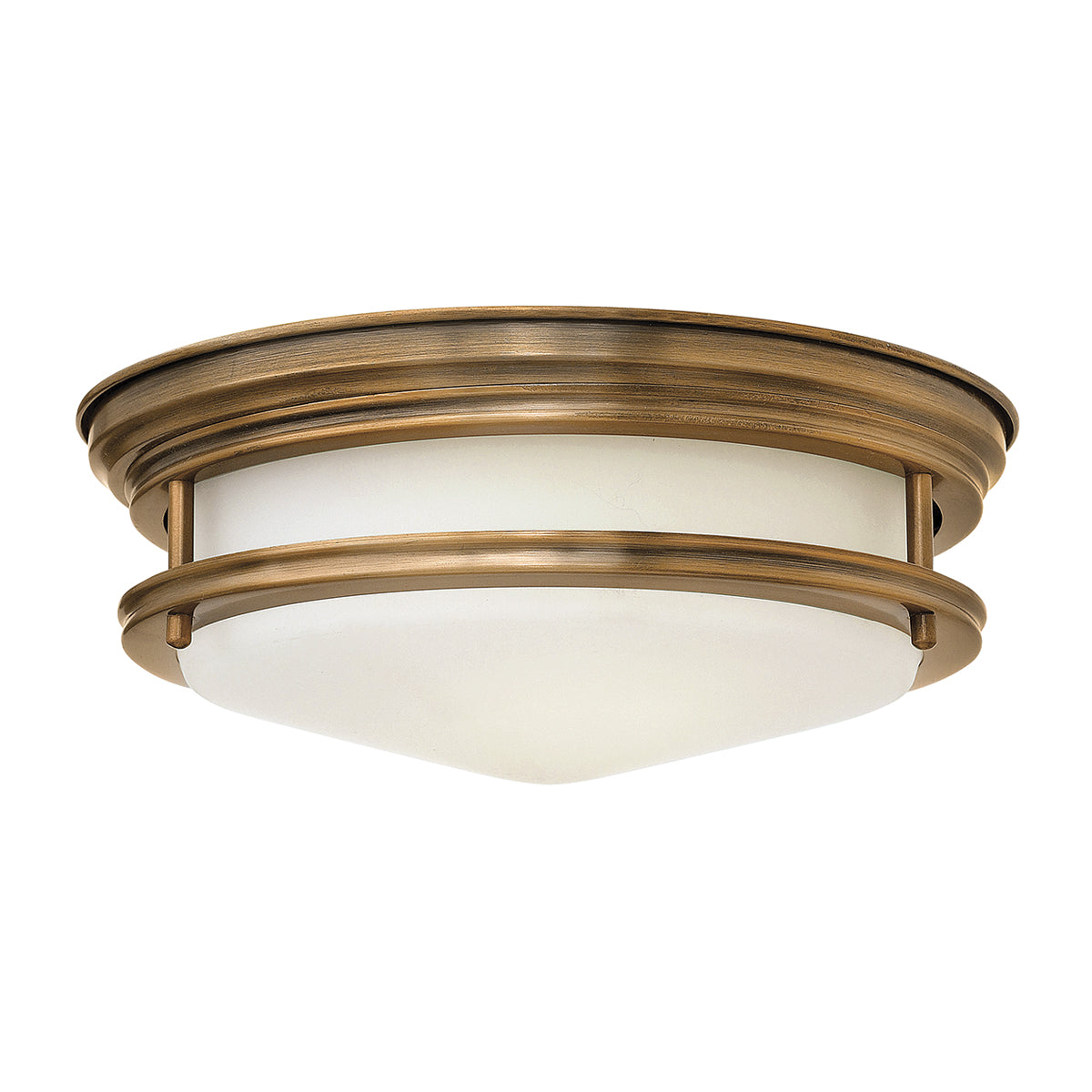 Quintiesse Hadrian 2 Light Flush Ceiling Light Brushed Bronze Opal Glass