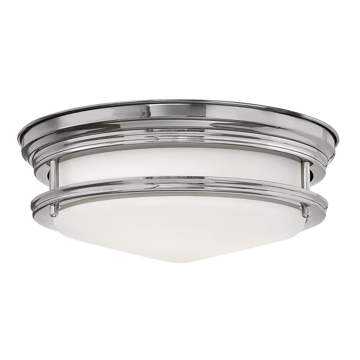 Quintiesse Hadrian 2 Light Flush Ceiling Light Chrome Opal Glass