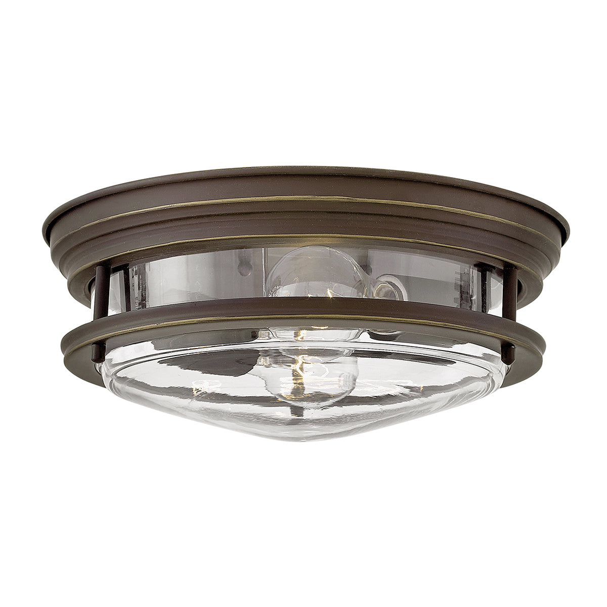 Quintiesse Hadrian 2 Light Flush Ceiling Light Oil Rubbed Bronze Clear Glass