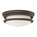 Quintiesse Hadrian 2 Light Flush Ceiling Light Oil Rubbed Bronze Opal Glass