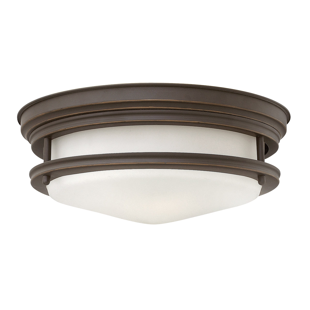 Quintiesse Hadrian 2 Light Flush Ceiling Light Oil Rubbed Bronze Opal Glass