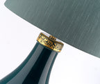 Quintiesse Havering Table Lamp Aged Brass Azure Turquoise