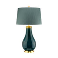 Quintiesse Havering Table Lamp Aged Brass Azure Turquoise