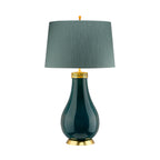 Quintiesse Havering Table Lamp Aged Brass Azure Turquoise