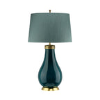 Quintiesse Havering Table Lamp Aged Brass Azure Turquoise