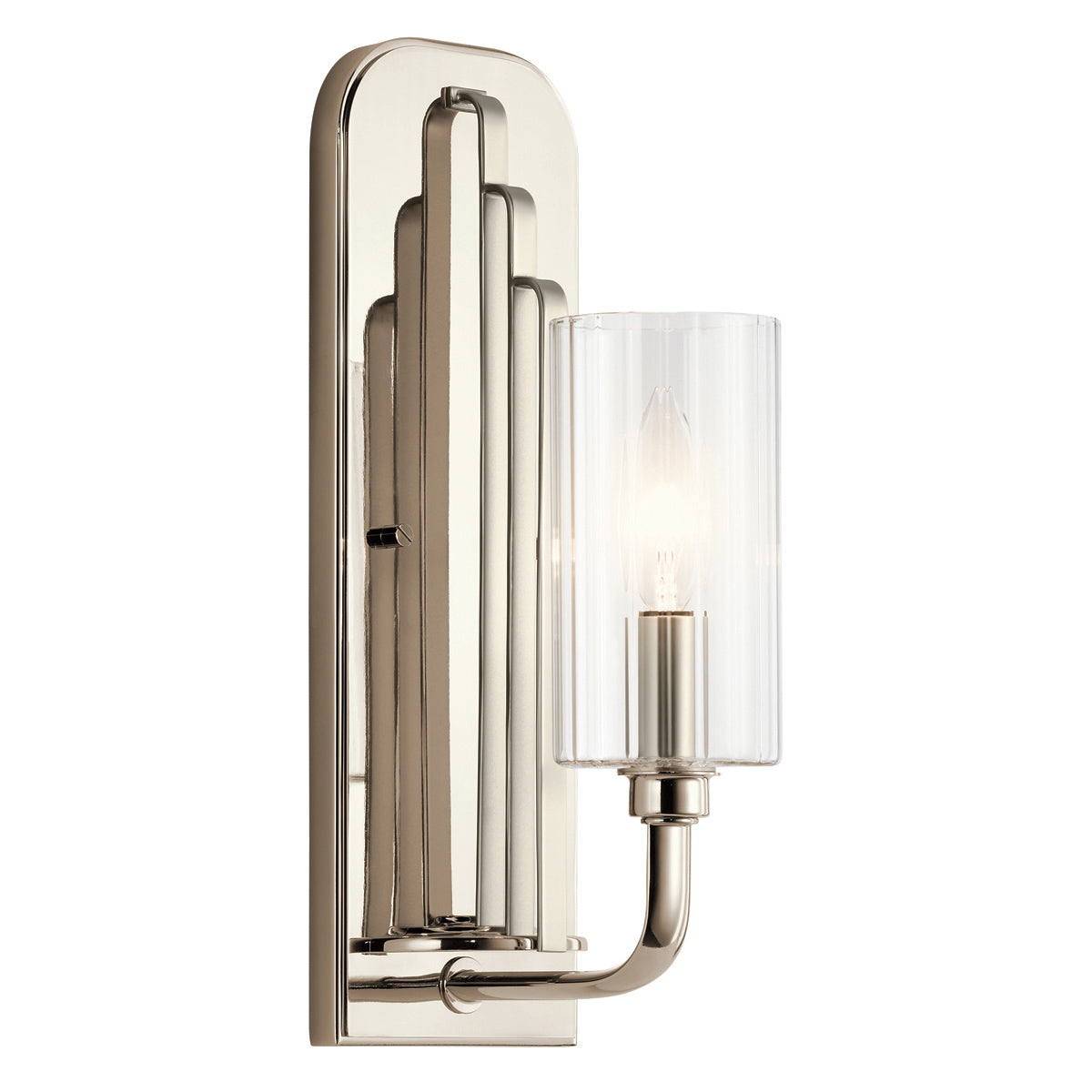 Quintiesse Kimrose Wall Light Polished Nickel Clear Glass Shade