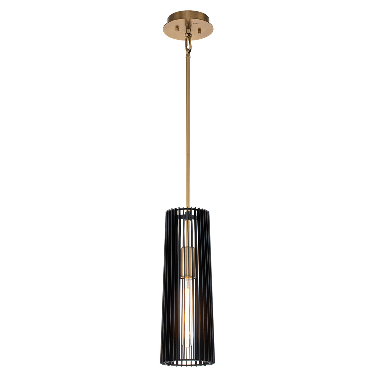 Quintiesse Linara 1 Light Pendant Light Brass Black