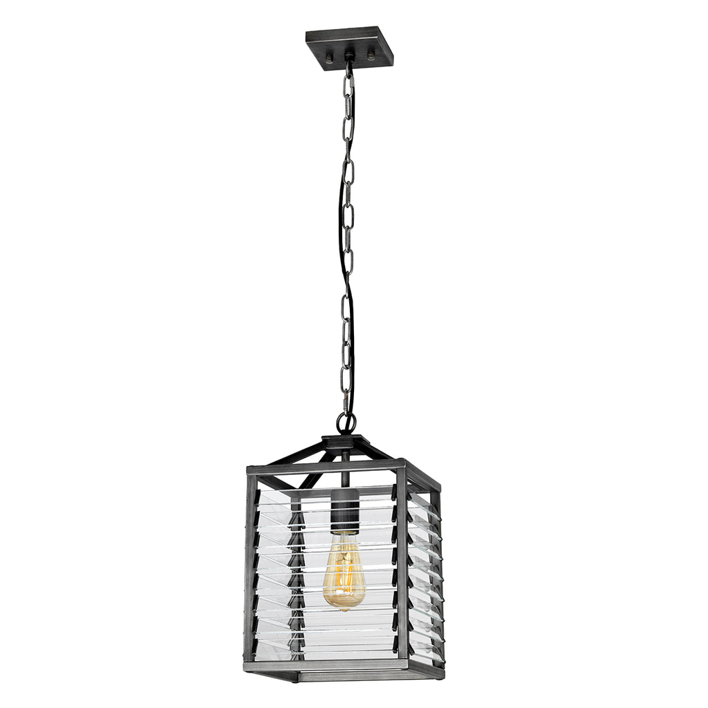 Elstead Louvre 1 Light Pendant Light in Gunmetal Paint Finish