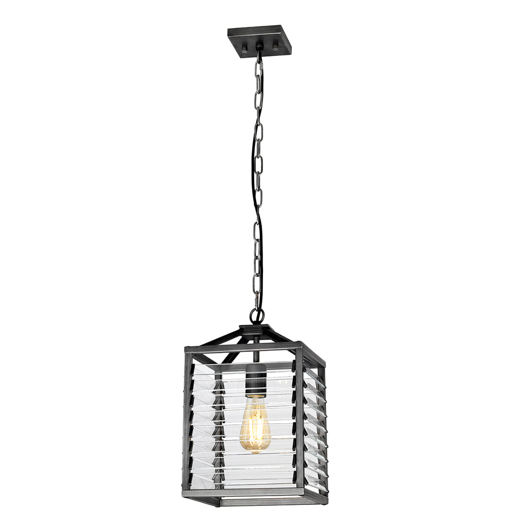 Elstead Louvre 1 Light Pendant Light in Gunmetal Paint Finish