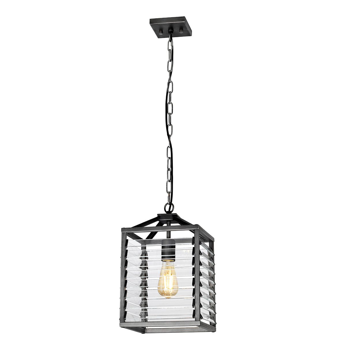 Elstead Louvre 1 Light Pendant Light in Gunmetal Paint Finish
