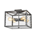 Elstead Louvre 4 Light Flush Ceiling Light in Gunmetal Paint Finish