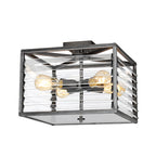 Elstead Louvre 4 Light Flush Ceiling Light in Gunmetal Paint Finish
