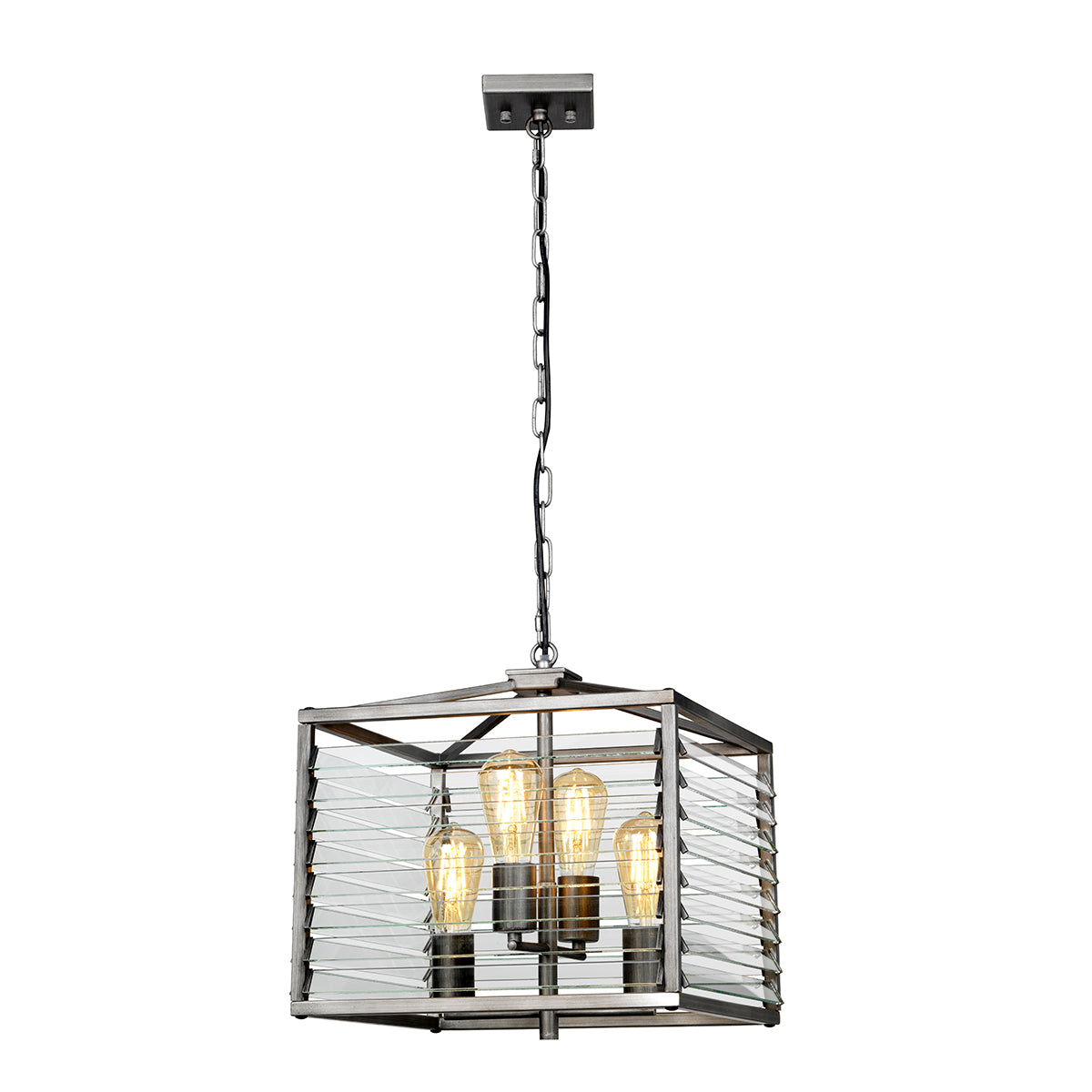 Elstead Louvre 4 Light Pendant Light in Gunmetal Paint Finish