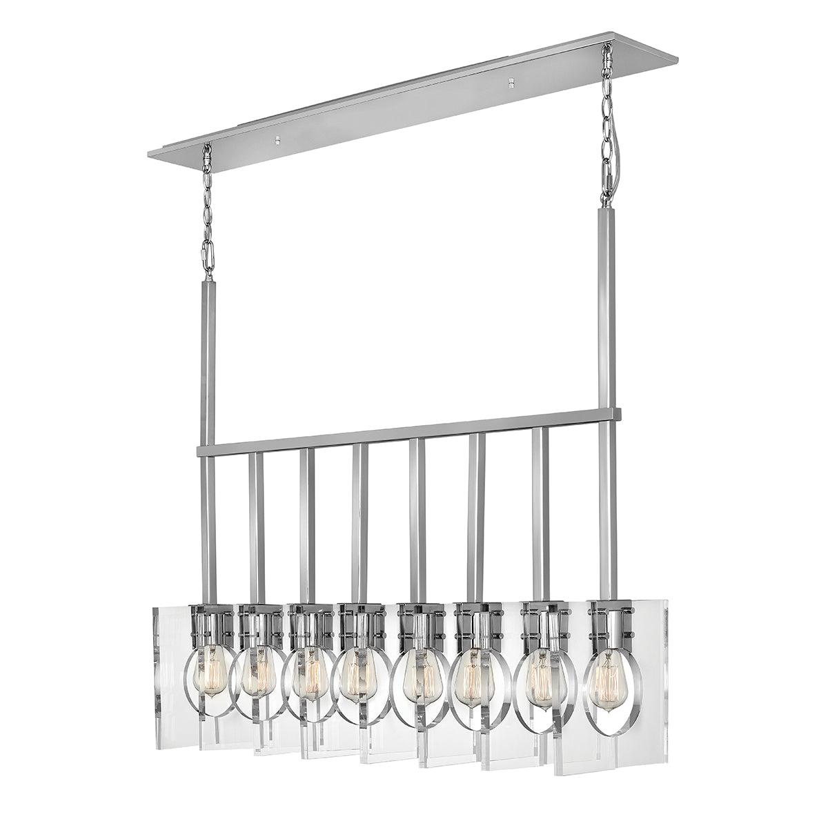 Quintiesse Ludlow 8 Light Bar Pendant Light Clear Acrylic Polished Nickel