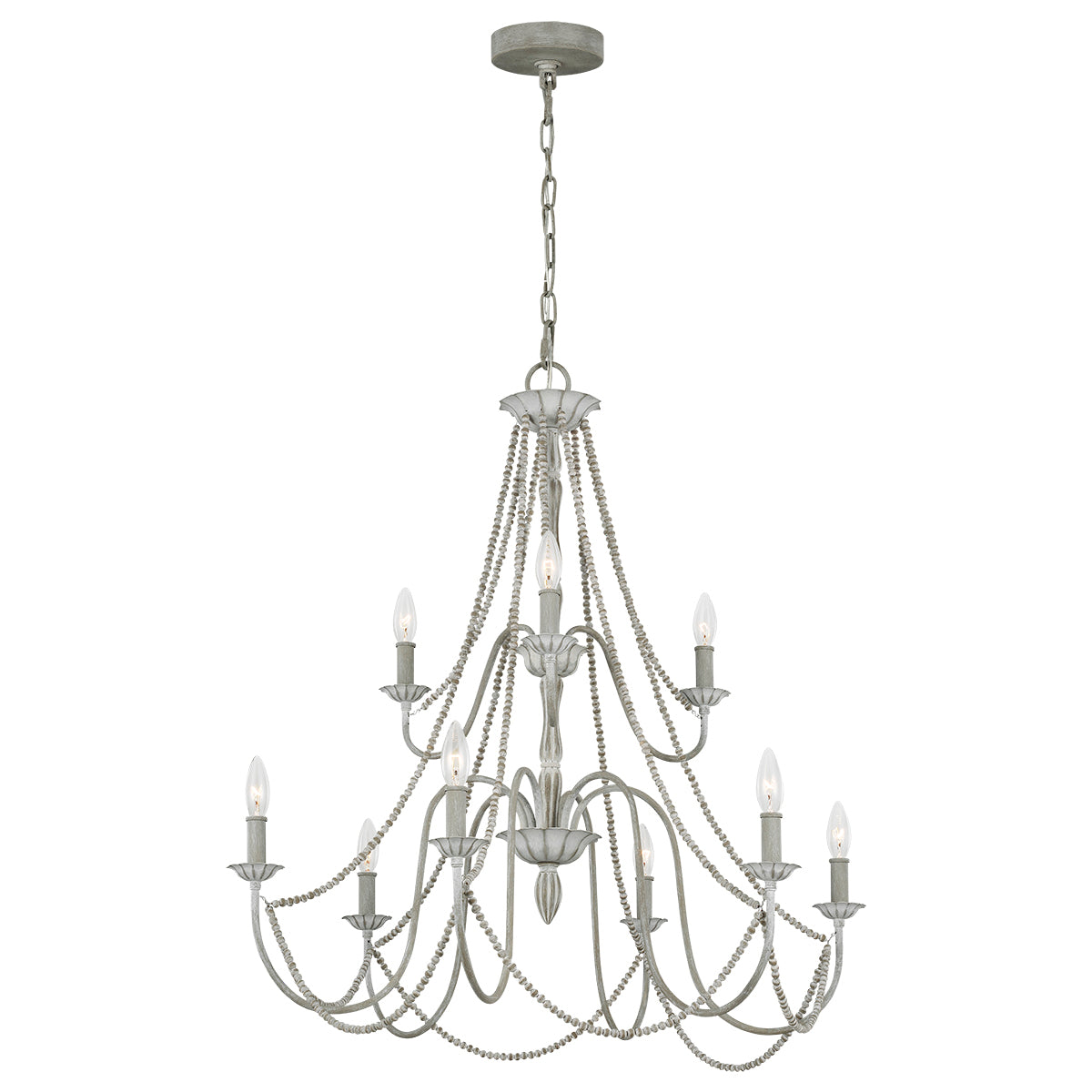 Feiss Maryville 9 Light Chandelier in Washed Grey