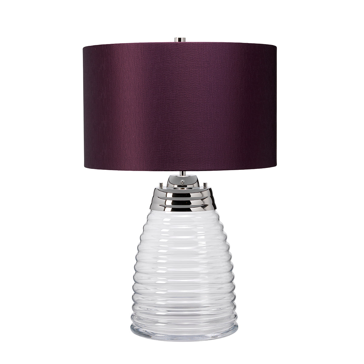Quintiesse Milne Table Lamp Polished Nickel Aubergine