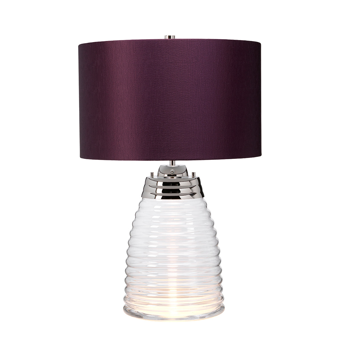 Quintiesse Milne Table Lamp Polished Nickel Aubergine