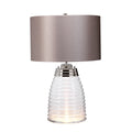 Quintiesse Milne Table Lamp Polished Nickel & Glass with Grey Shade