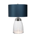Quintiesse Milne Table Lamp Polished Nickel & Glass with Teal Shade