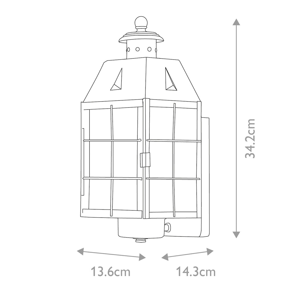 Quintiesse Nantucket Outdoor Medium Wall Lantern in Aged Brass