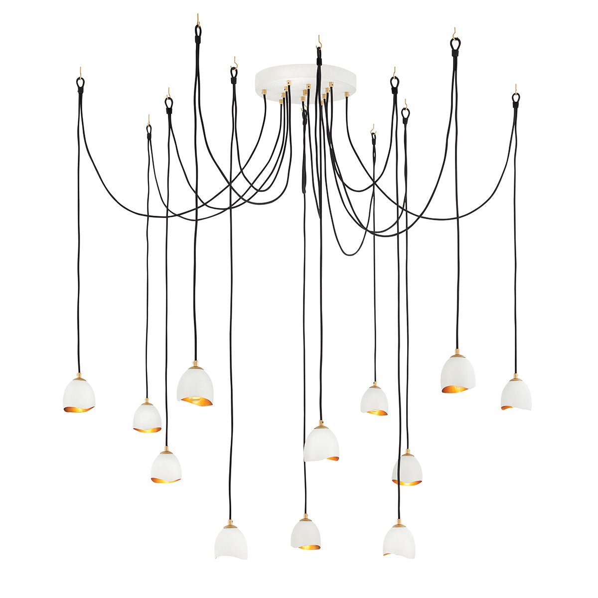 Quintiesse Nula 12 Light Pendant Light Shell White Luxe Gold