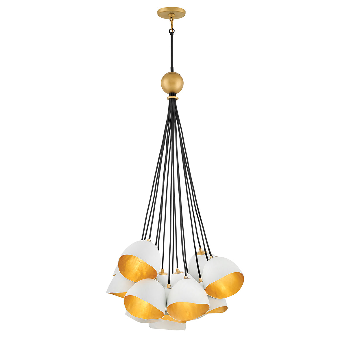 Quintiesse Nula 15 Light Pendant Light Shell White Luxe Gold