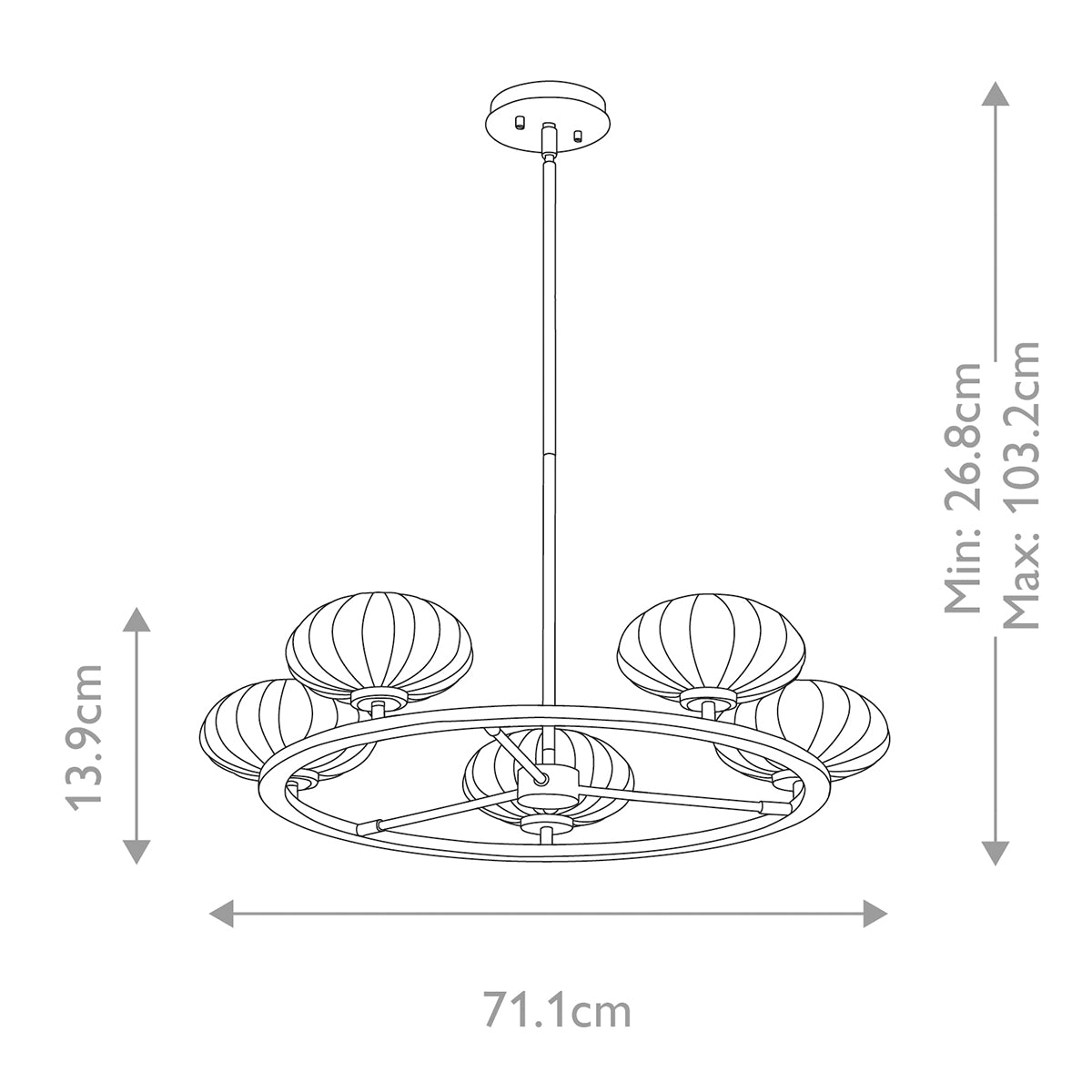Quintiesse Pim Bathroom 5 Light Chandelier  in Polished Chrome