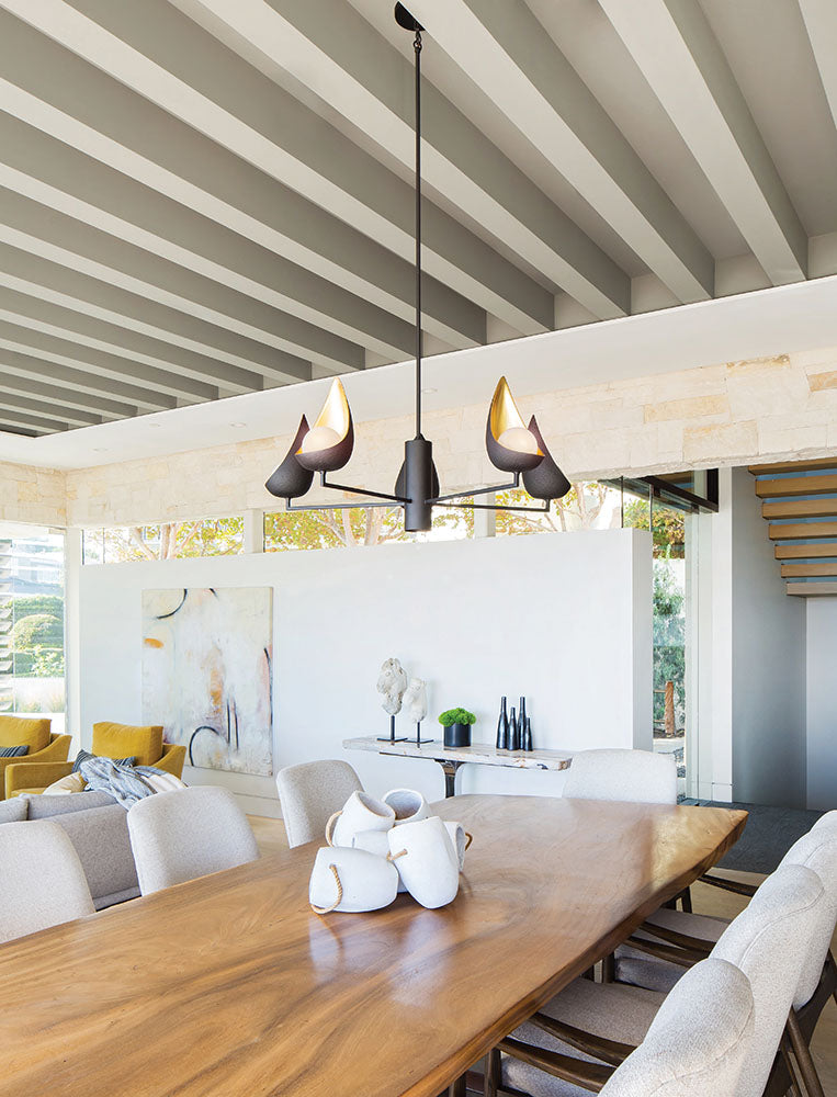 Quintiesse Ren 5 Light Chandelier Black Gold