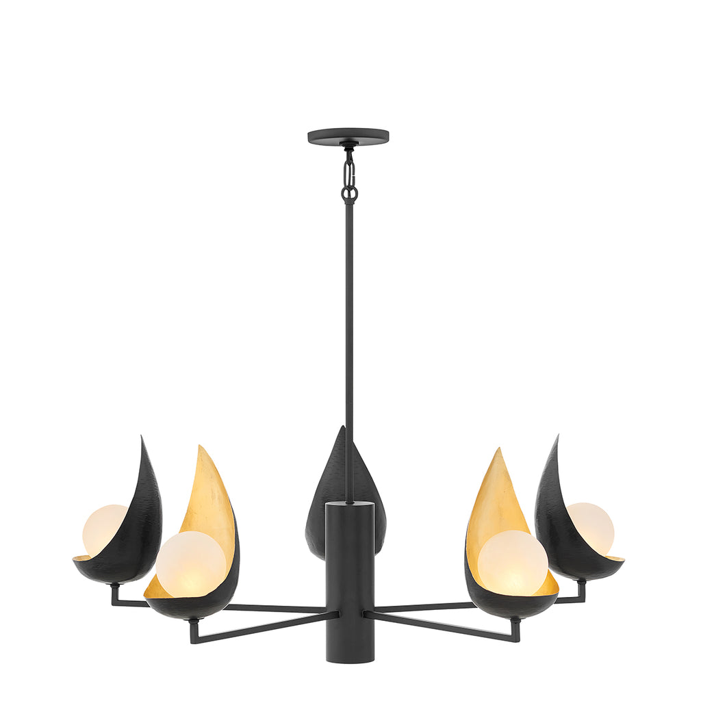 Quintiesse Ren 5 Light Chandelier Black Gold