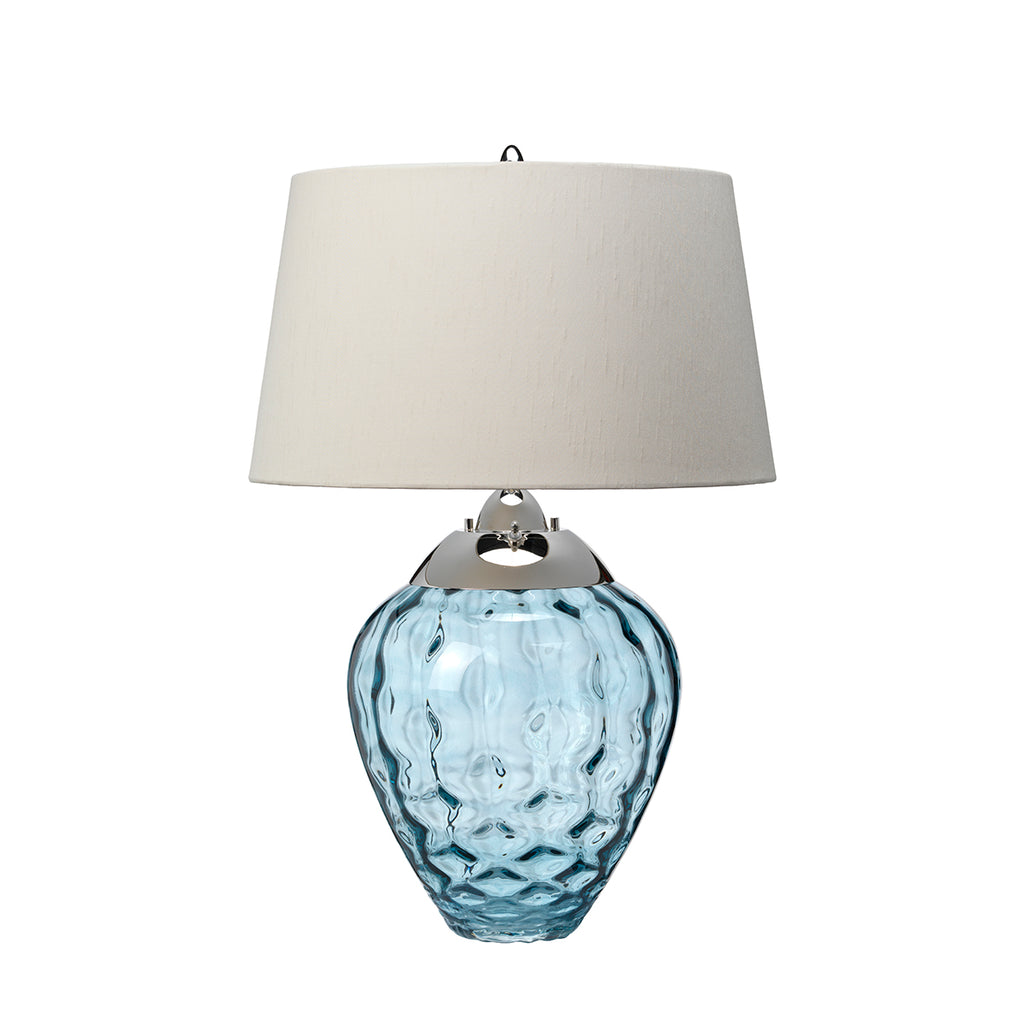 Quintiesse Samara Table Lamp Polished Nickel Light Blue