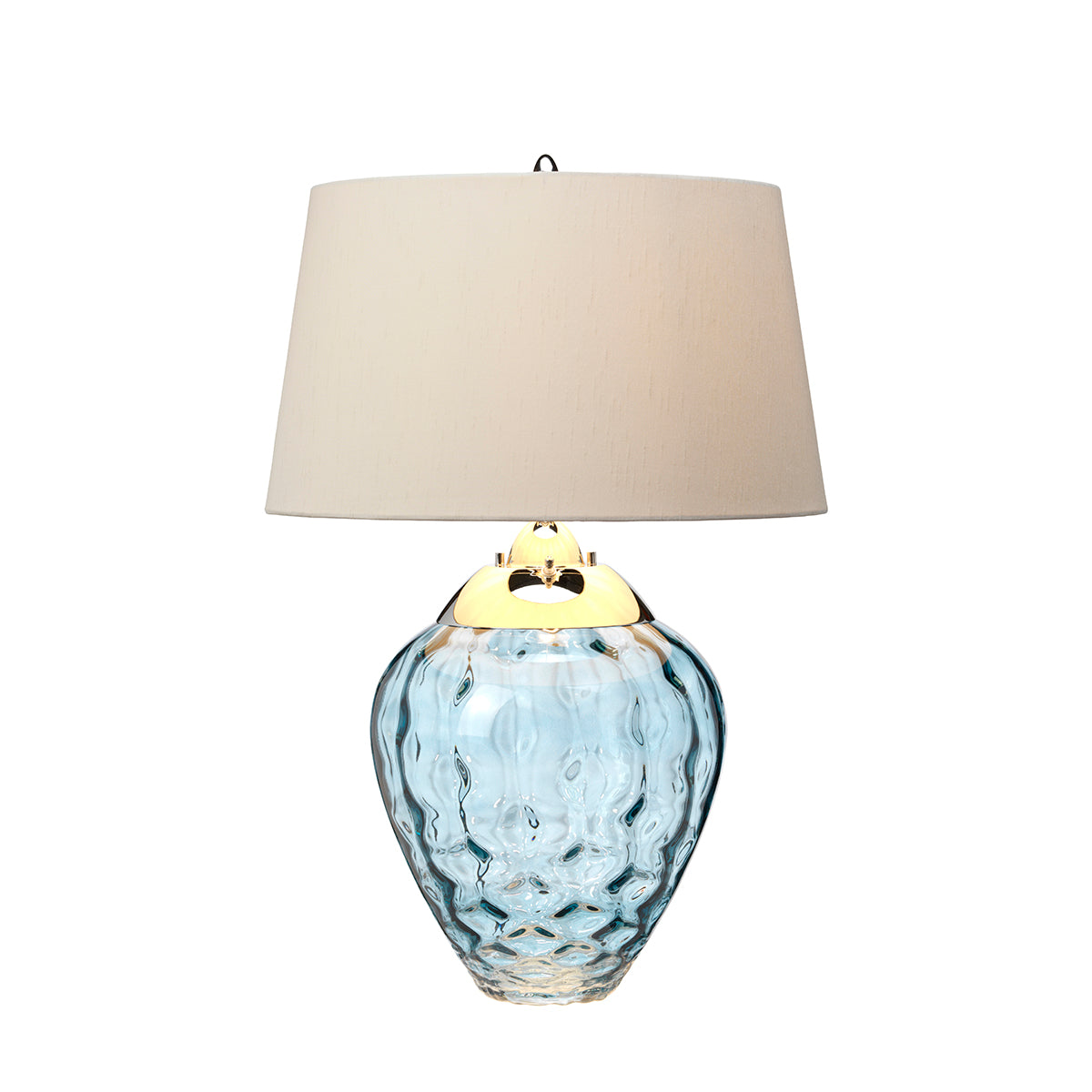 Quintiesse Samara Table Lamp Polished Nickel Light Blue