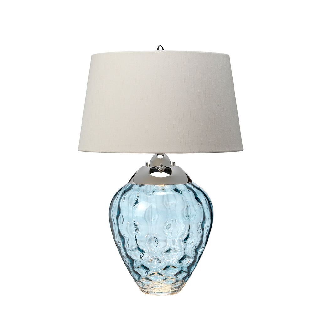 Quintiesse Samara Table Lamp Polished Nickel Light Blue