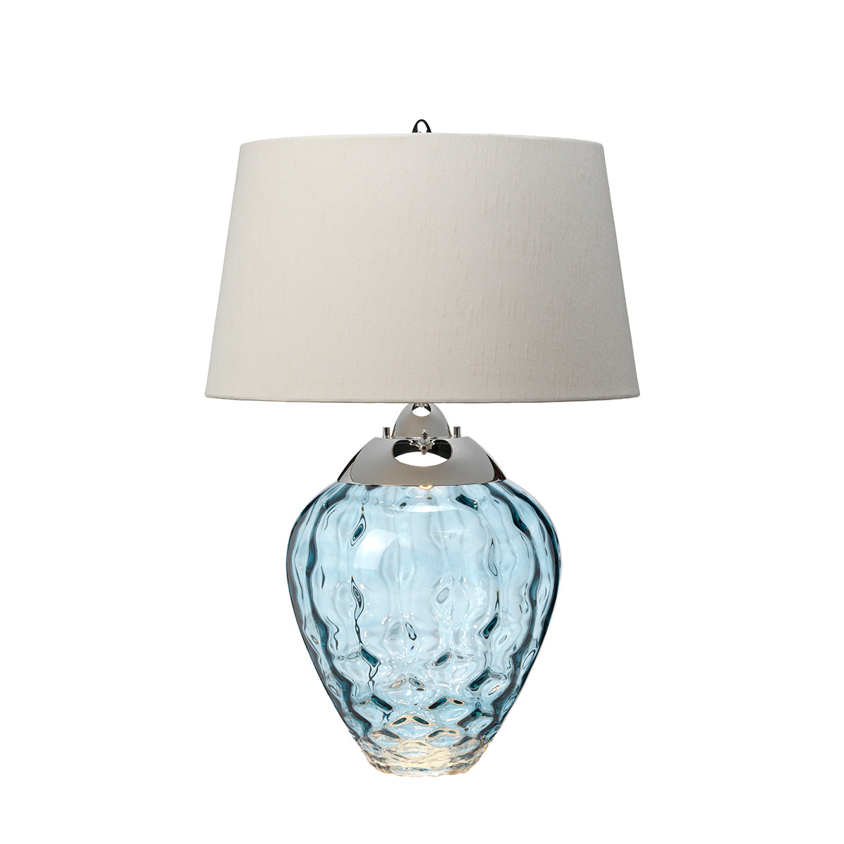 Quintiesse Samara Table Lamp Polished Nickel Light Blue