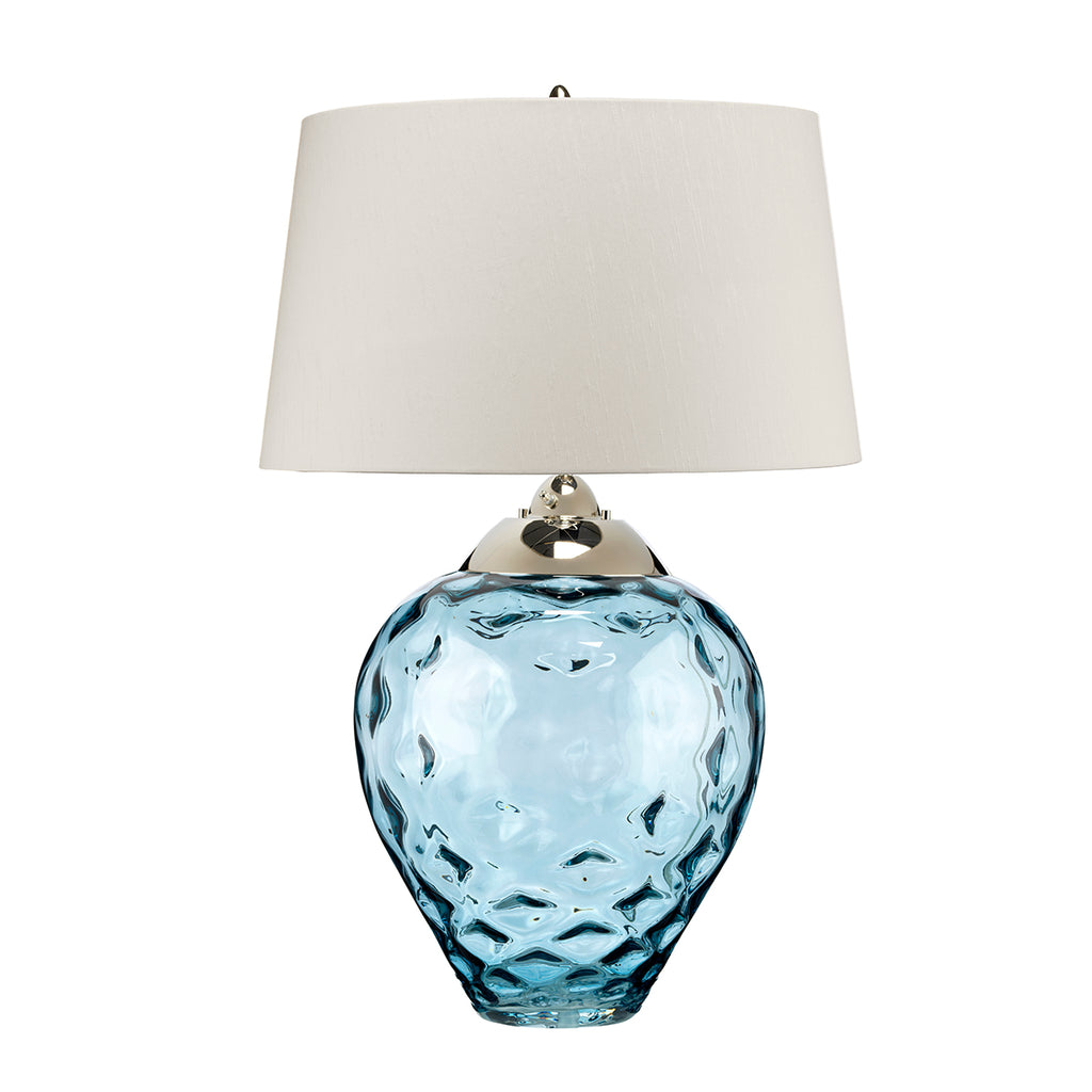 Quintiesse Samara Large Table Lamp Blue Tinted Glass